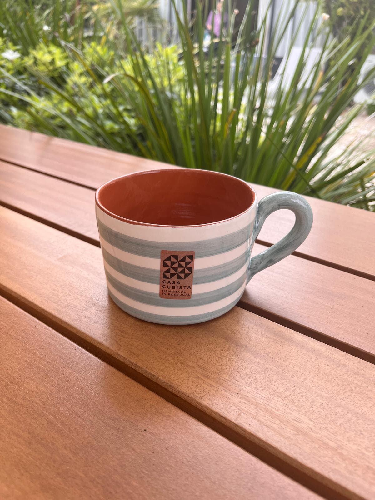 Flat Mug Bold Stripe Horizontal Sage