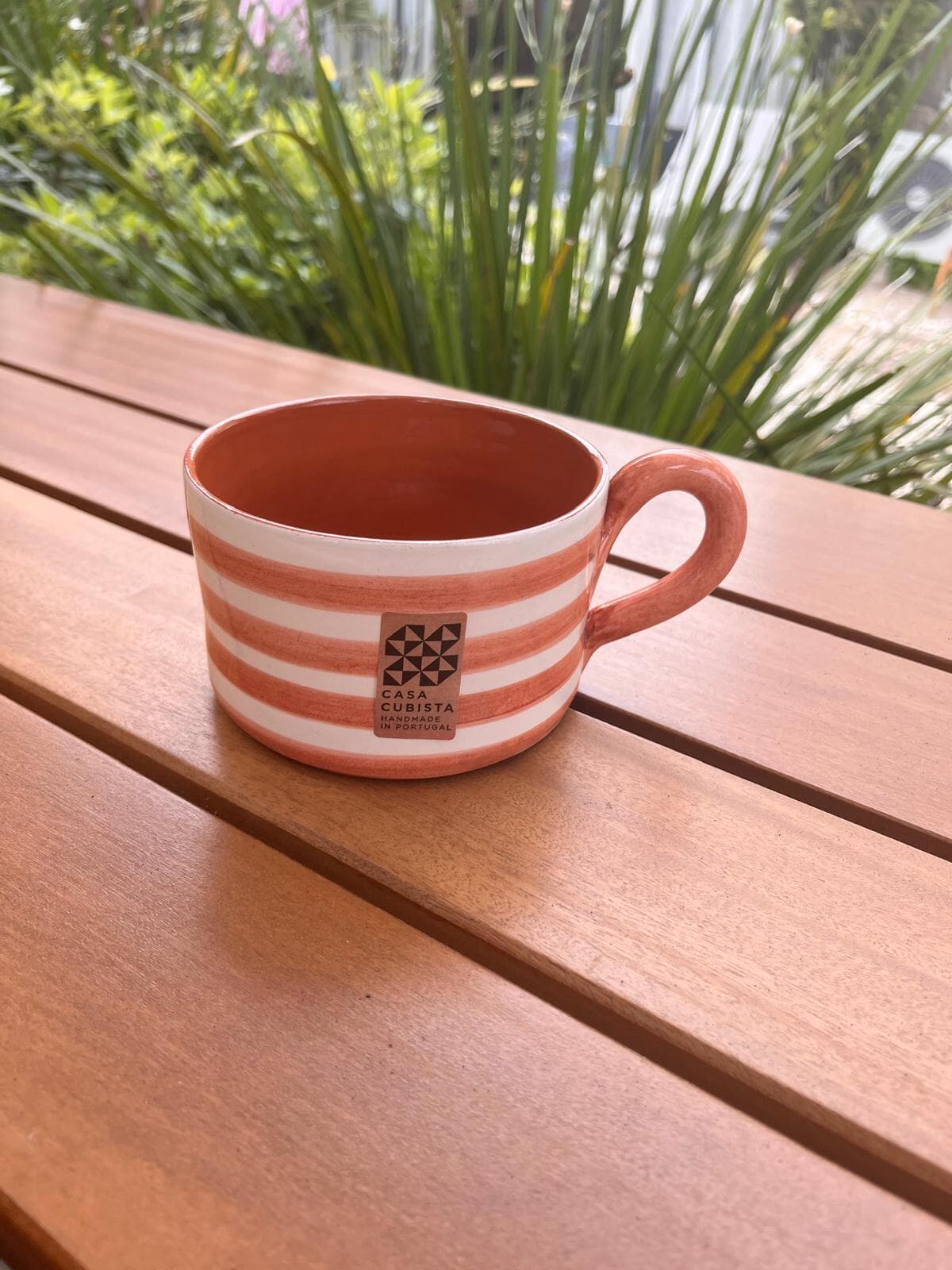 Flat Mug Bold Stripe Horizontal Terracota