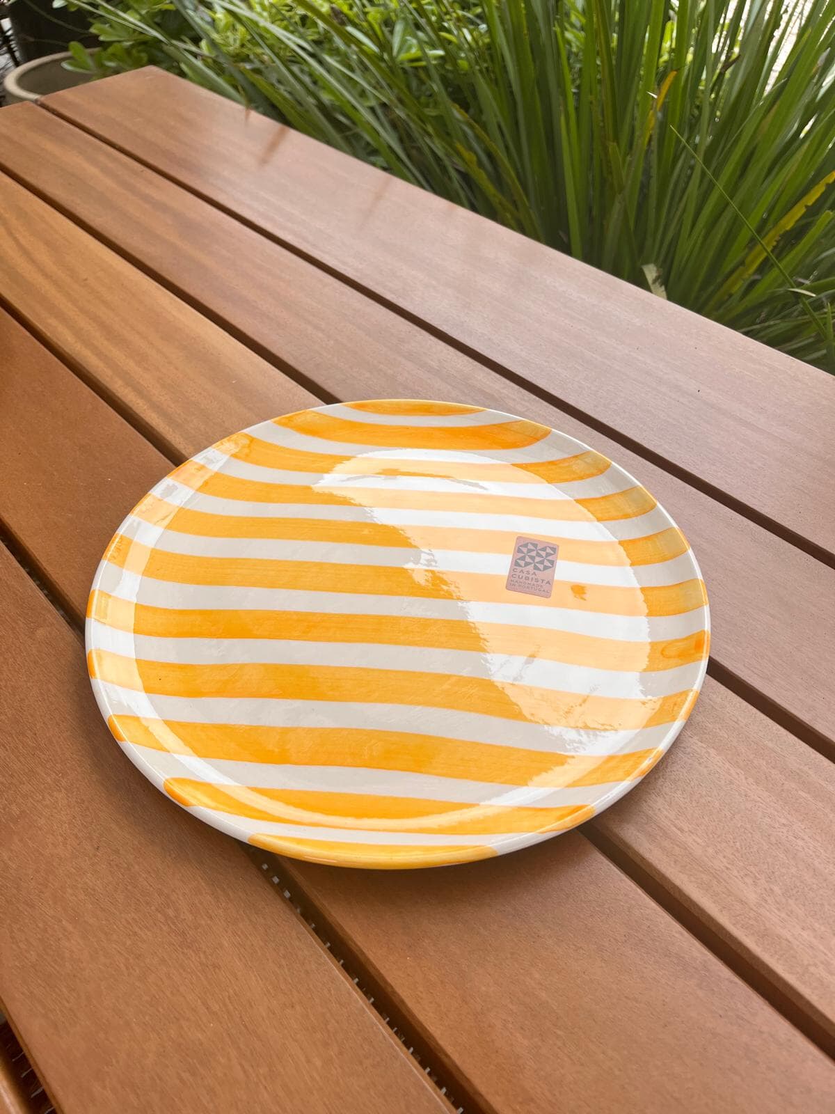 Large Plate Bold Stripe Yellow