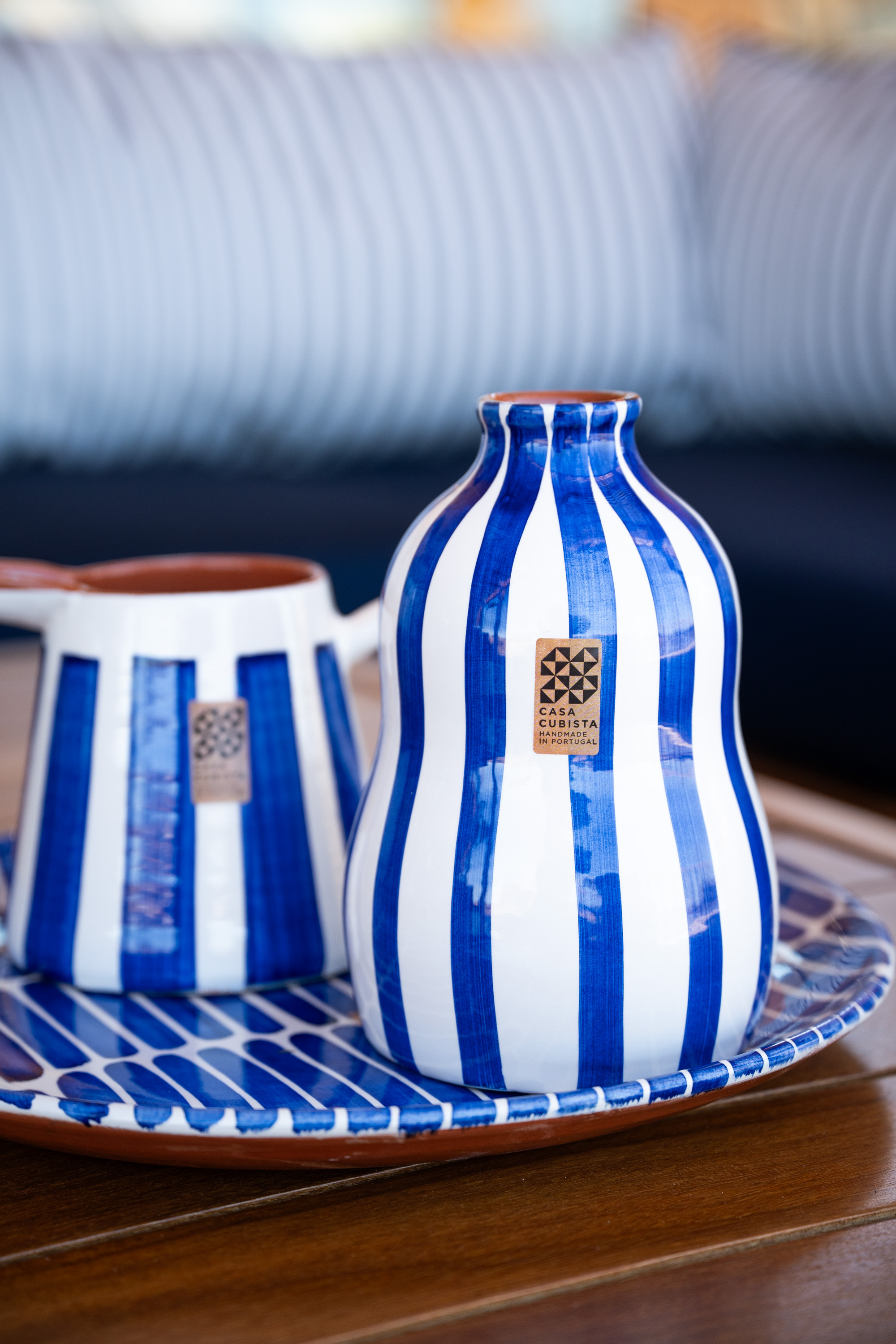 Florero Ondulado Bold Stripe Blue - Imagen principal