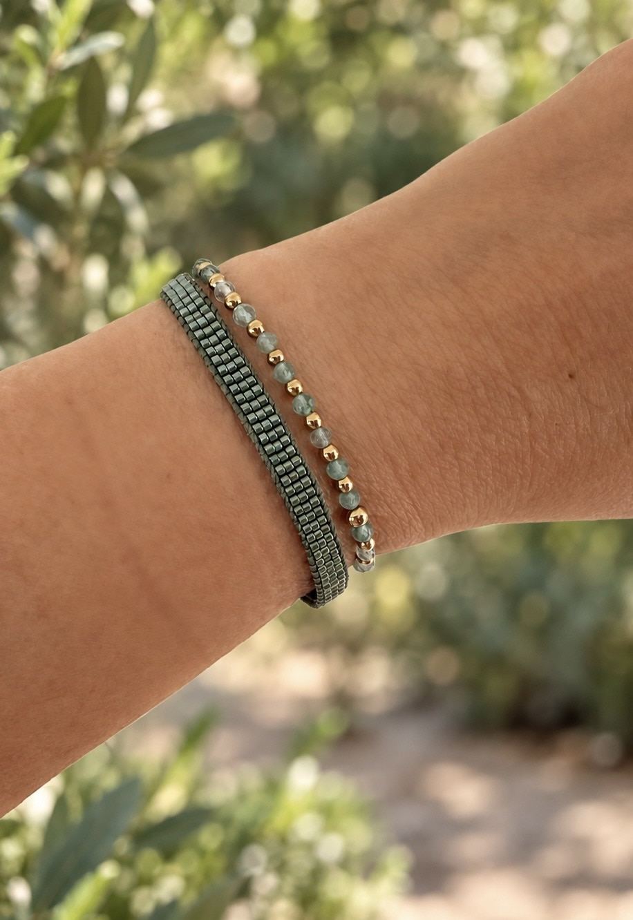 Pulsera DALLAS en acero y piedras naturales