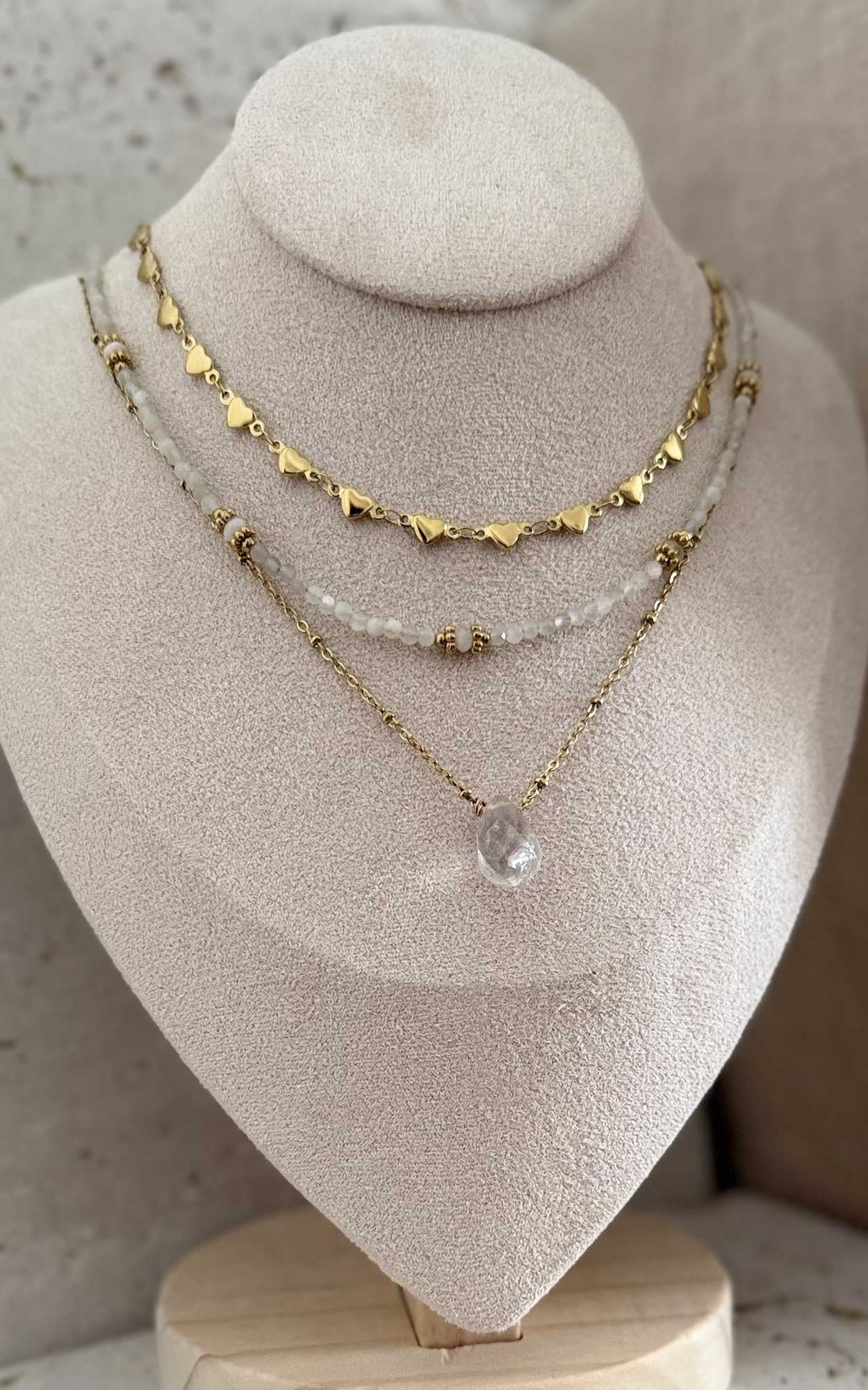 Collar BOLOGNA en acero y dije de piedra natural