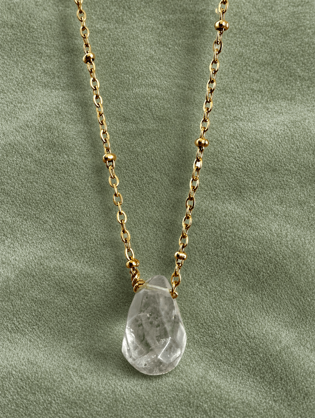 Collar BOLOGNA en acero y dije de piedra natural