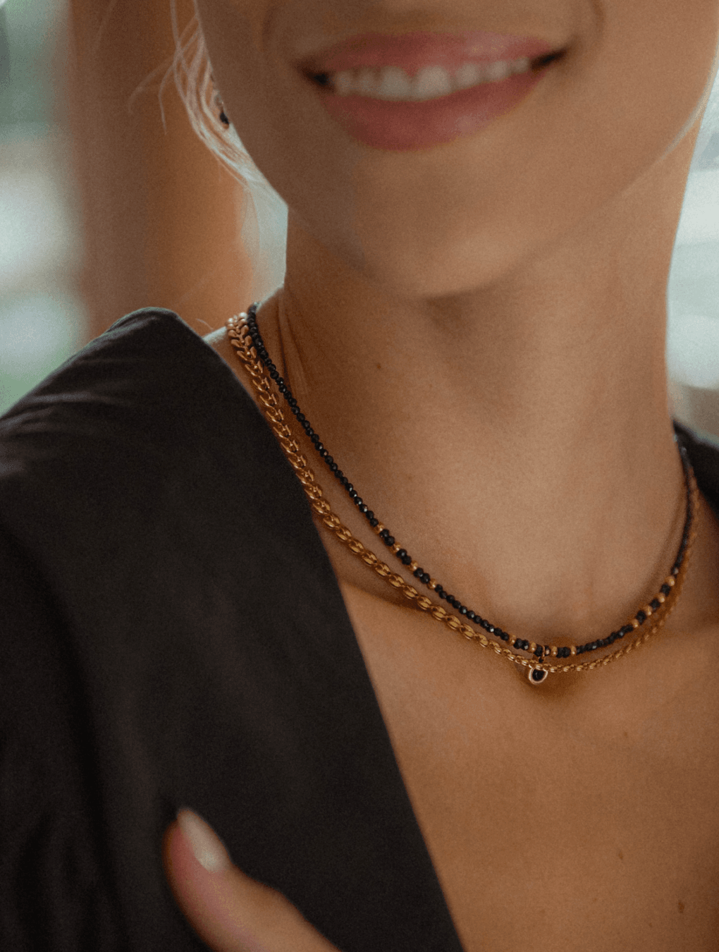Collar ESPINEL en acero y piedras naturales