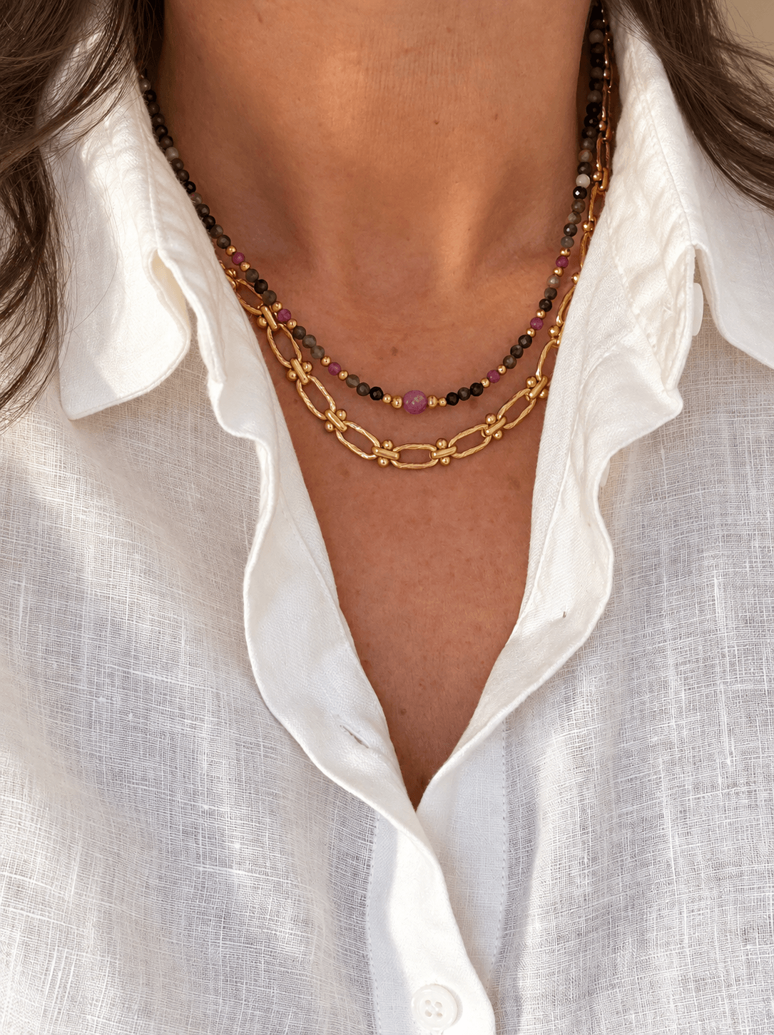 Collar FARO en acero y piedras naturales
