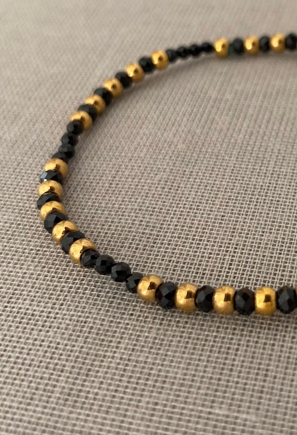Pulsera NOCHE en acero y piedras naturales