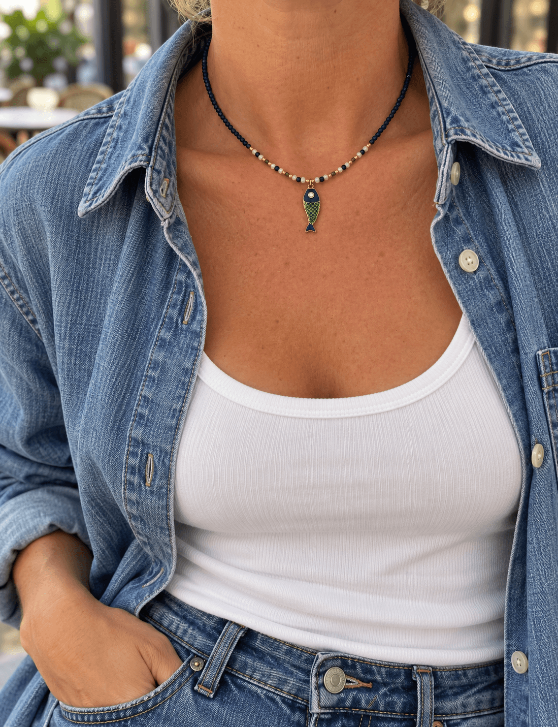 Collar FORMENTERA en acero y piedras naturales