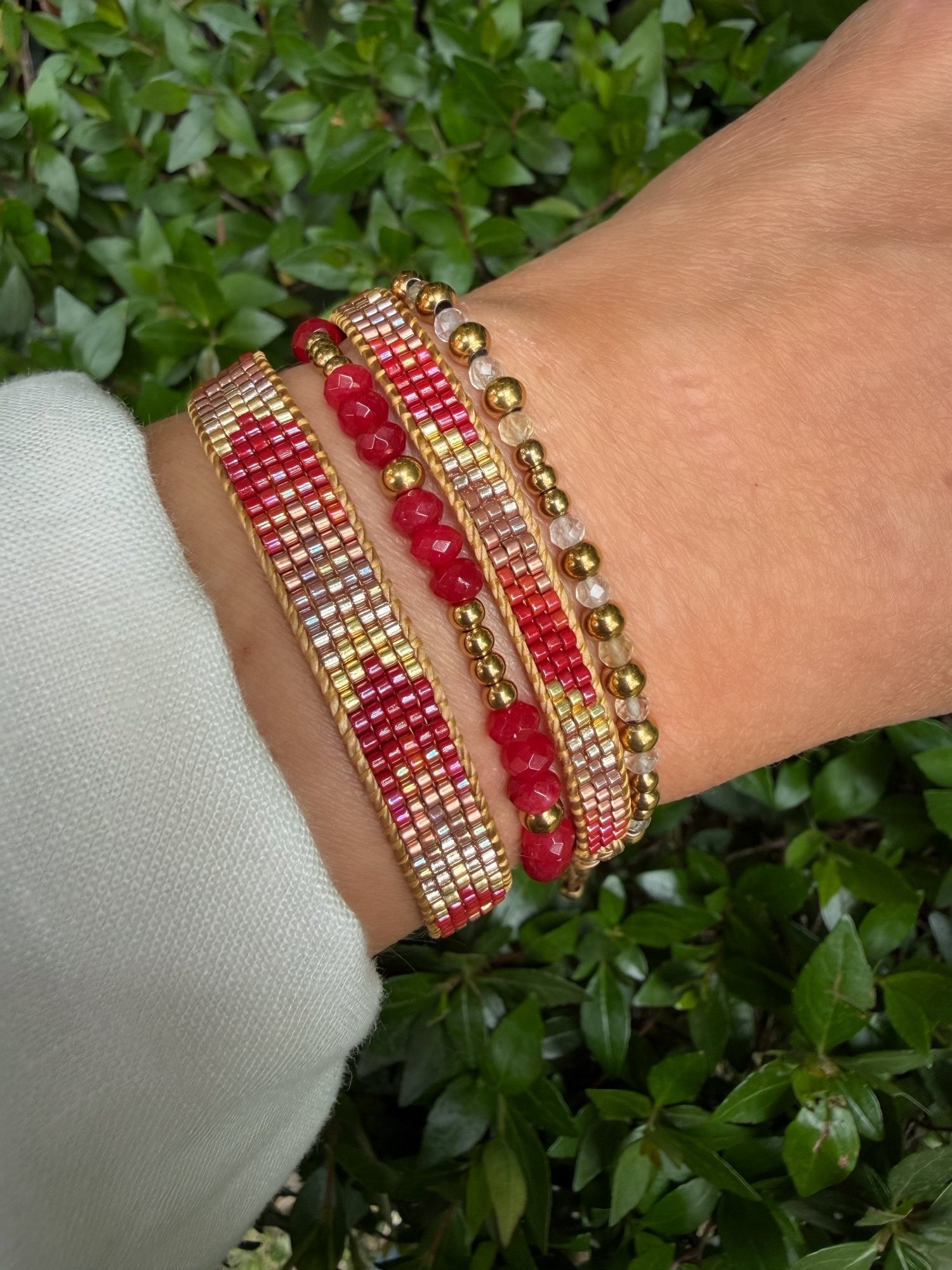 Pulsera LICHI en acero y piedras naturales