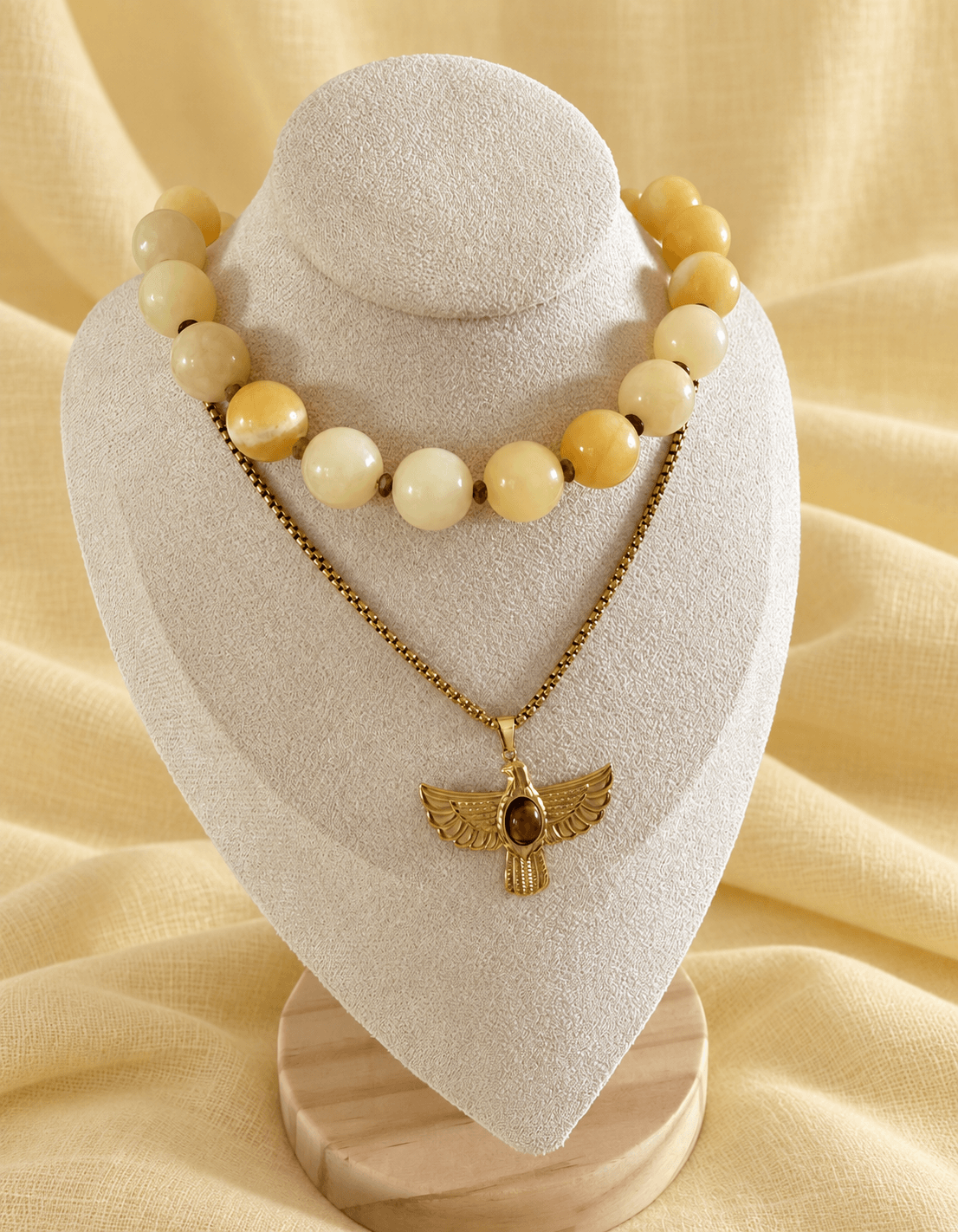 Collar AGUILA en acero y ojo de tigre