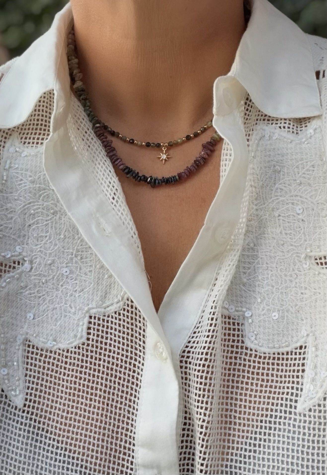 Collar LIMA en acero y piedras naturales