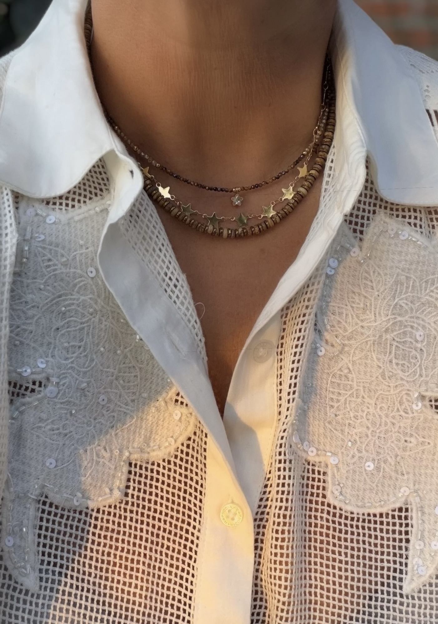Collar AVELLANA en acero, hematita y piedras naturales