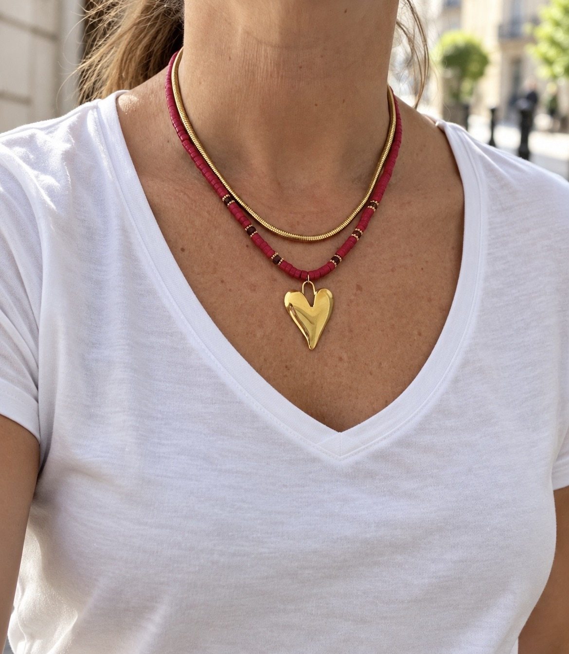 Collar MORA en acero y piedras naturales