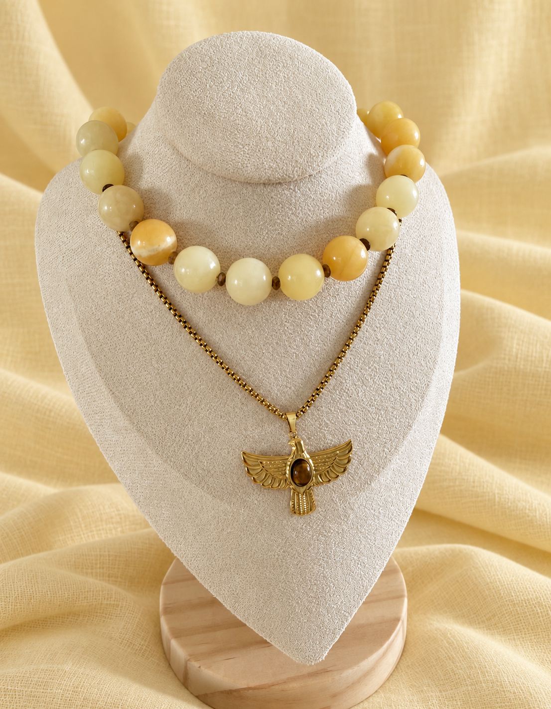 Collar AGUILA en acero y ojo de tigre