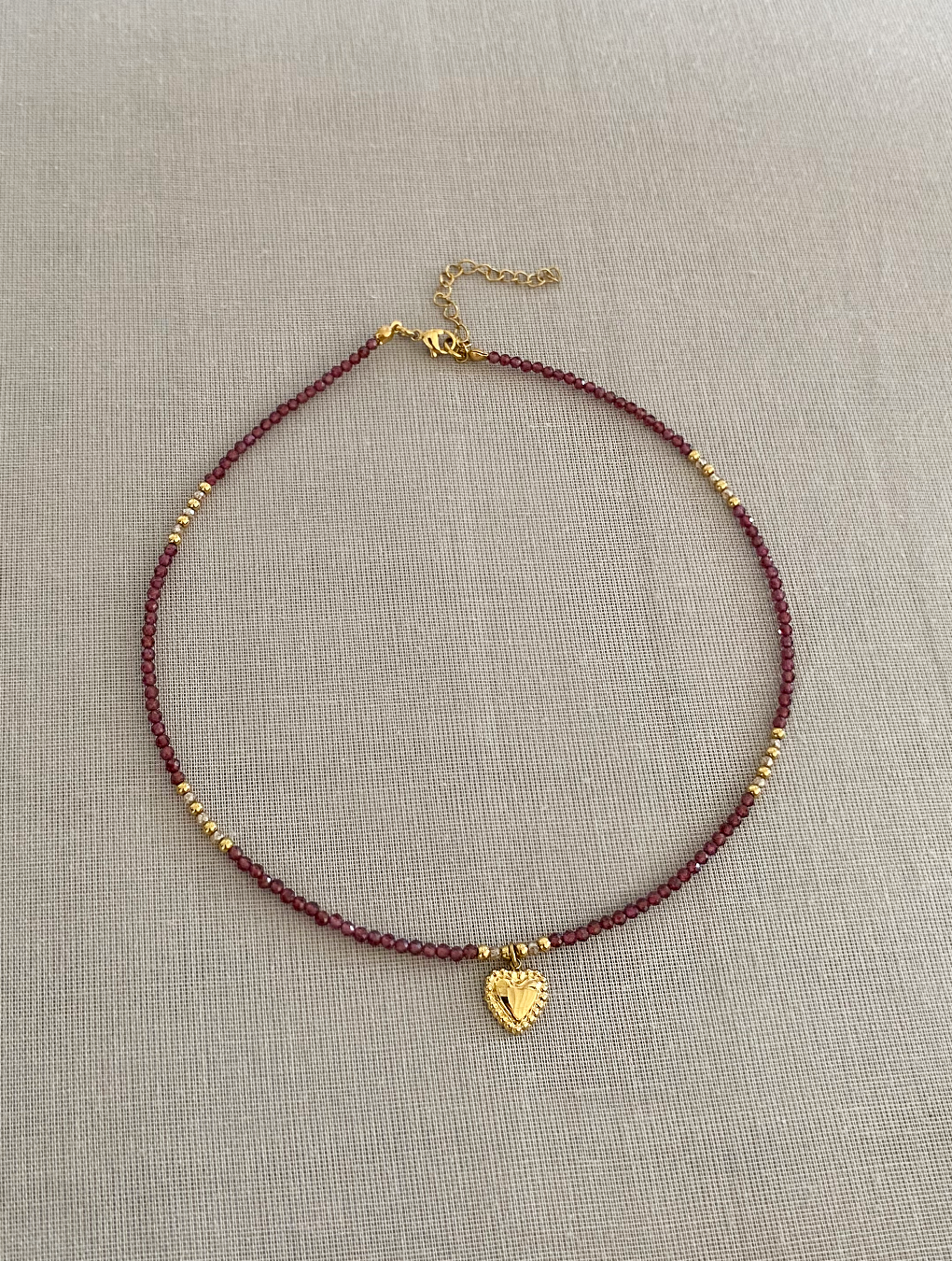 Collar CORAZON en acero, cristal y piedras naturales