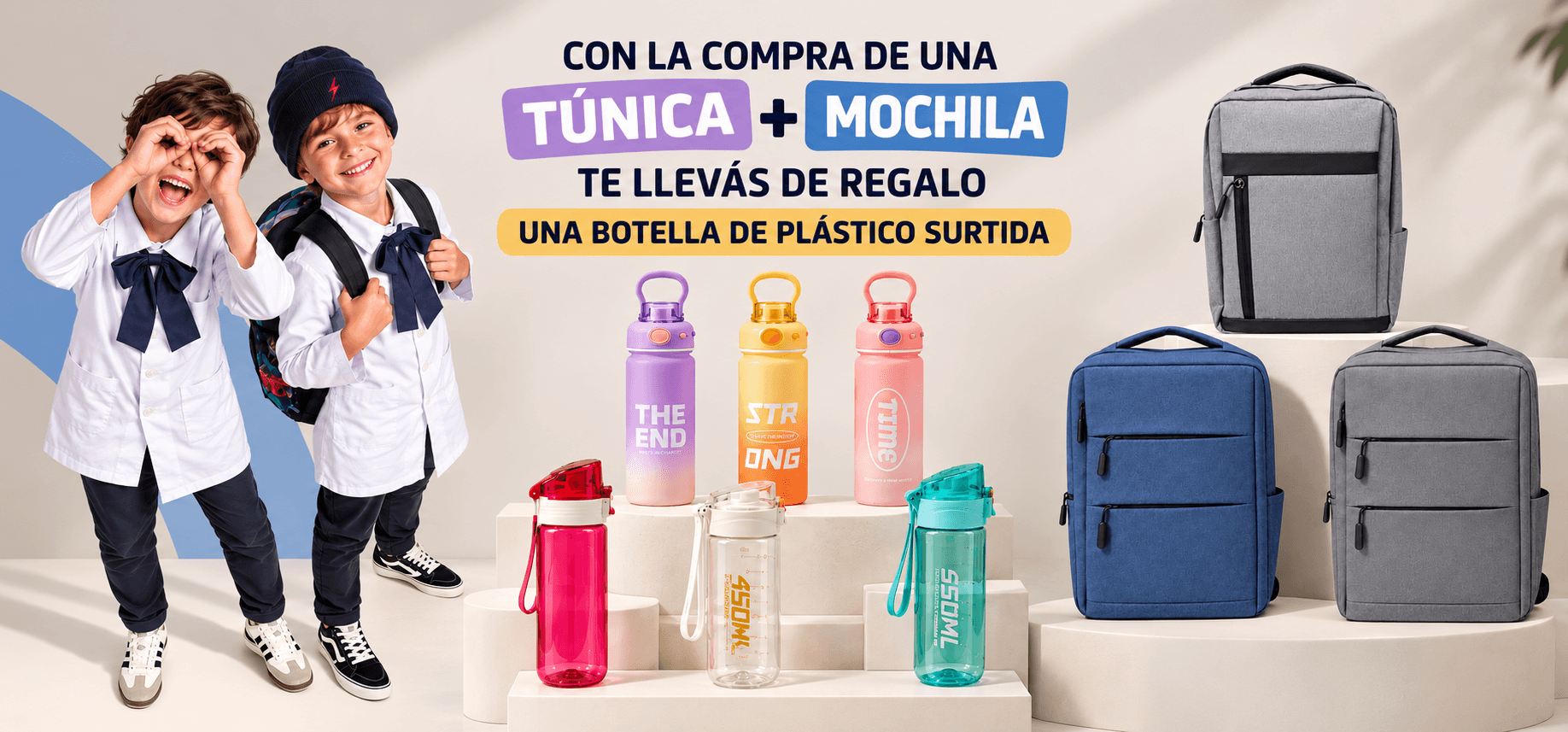 PROMO MOCHILA+TUNICA REGALO BOTELLA