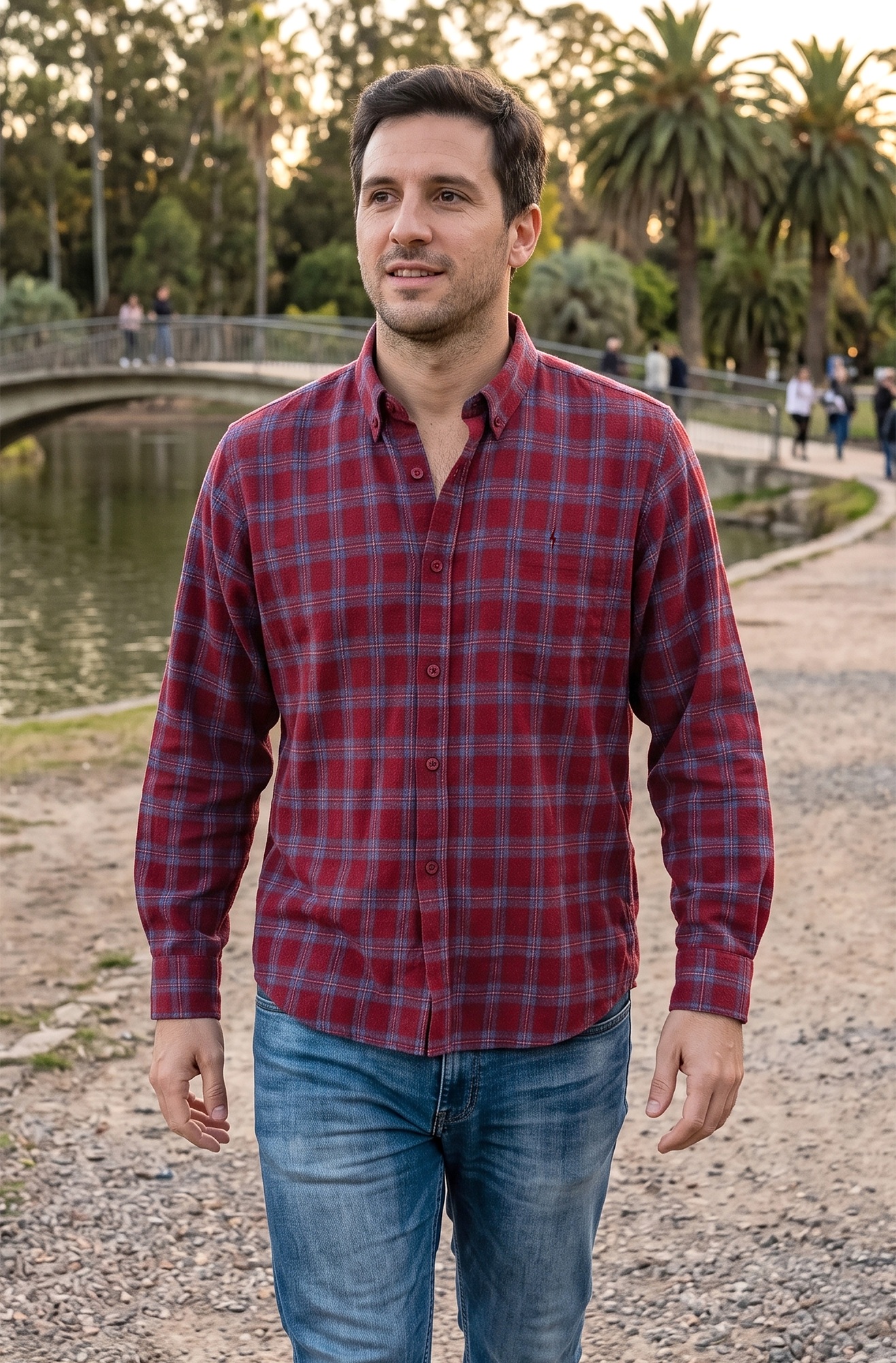 CAMISA* VIYELA CUADROS ROJAC/AZUL  S-XXL