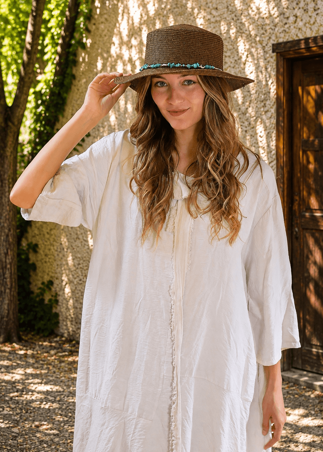 SOMBRERO* RAFIA BOHO C/TURQUEZAS