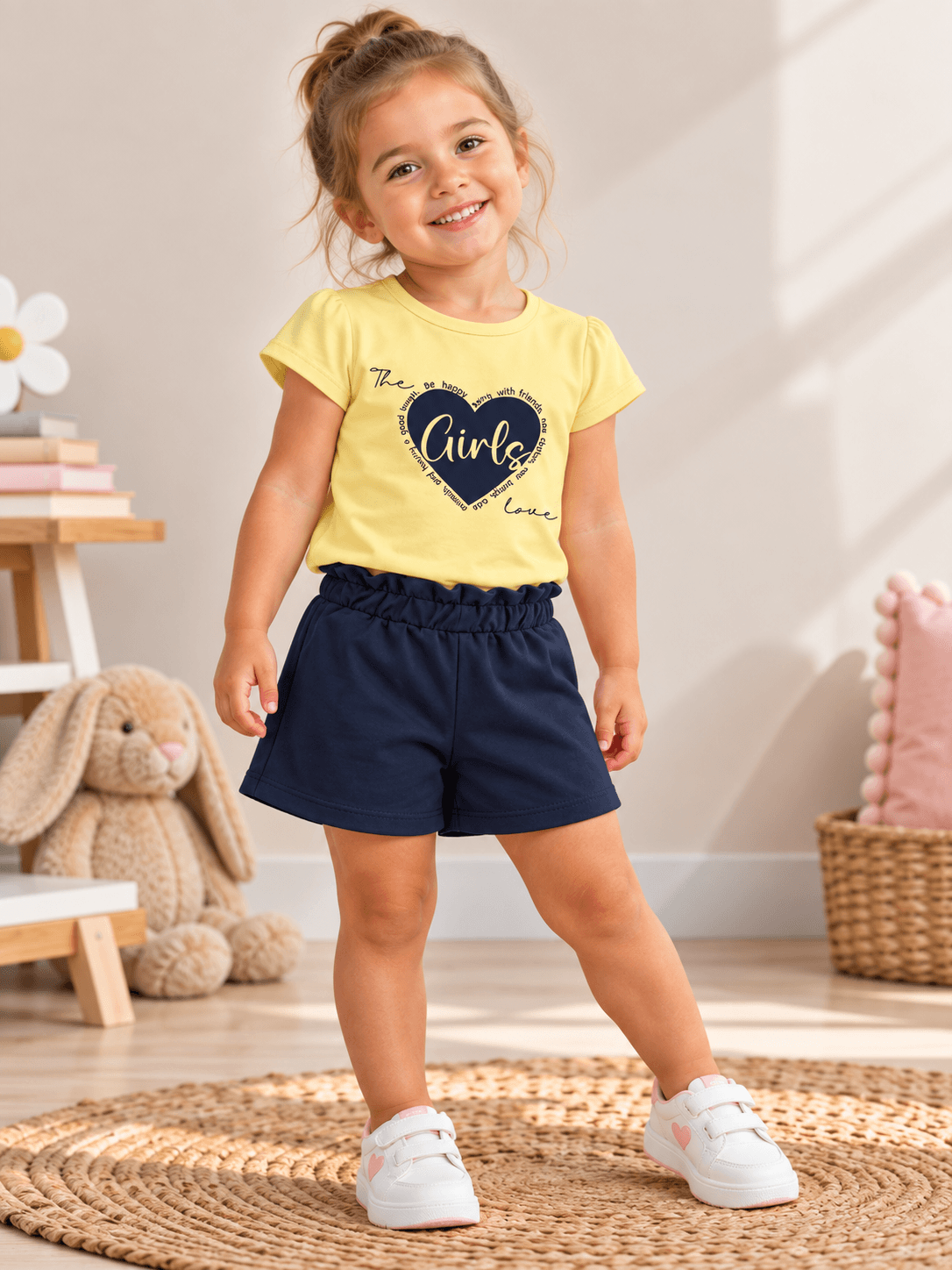 Conjunto Niña Remera Corazón Girls