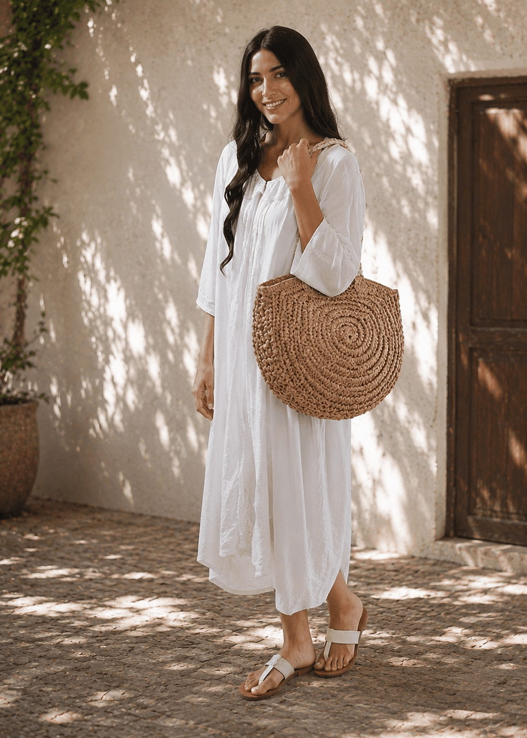 BOLSO* RAFIA REDONDO C/ASAS PU