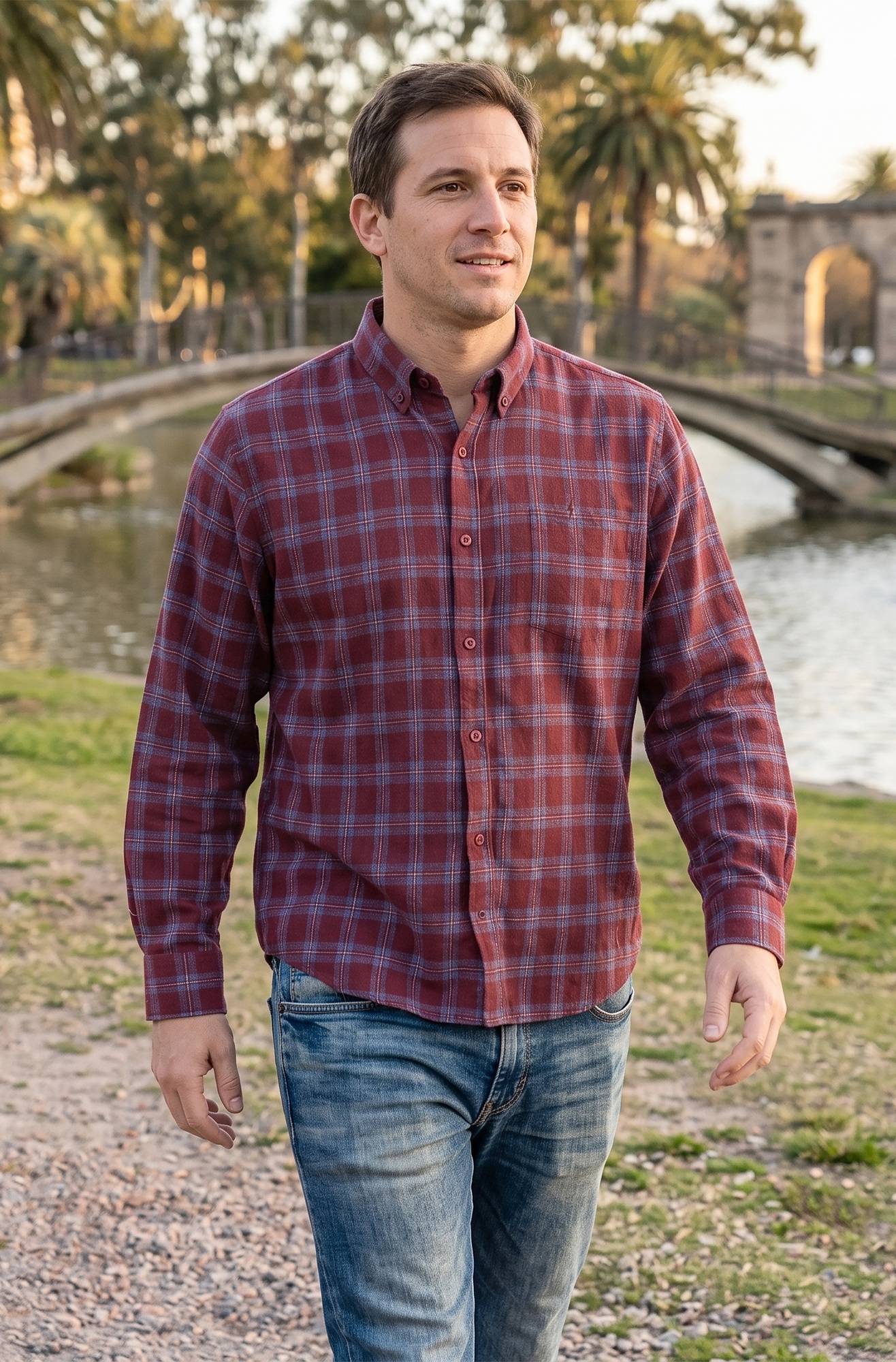 CAMISA* 2 BOT VIYELA BORDO C/AZUL