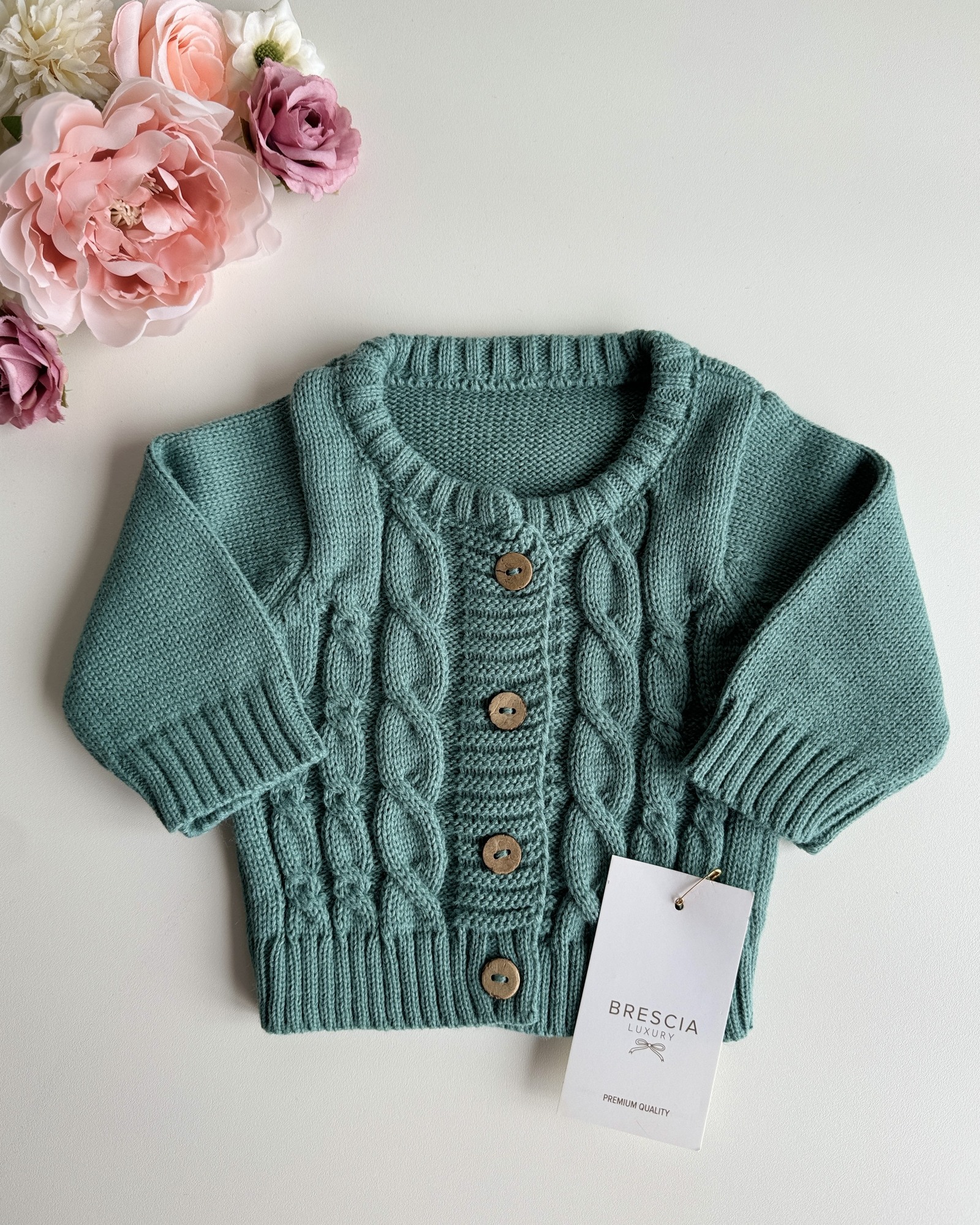 Saco Tejido Premium  Ochos  Agua Marina
