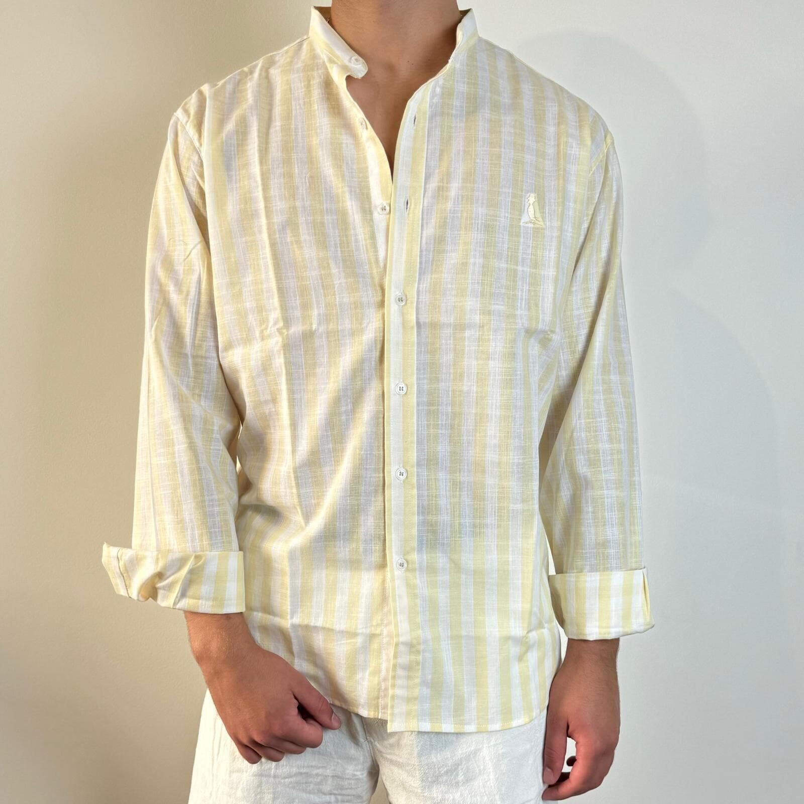 Camisa lino mao rayada