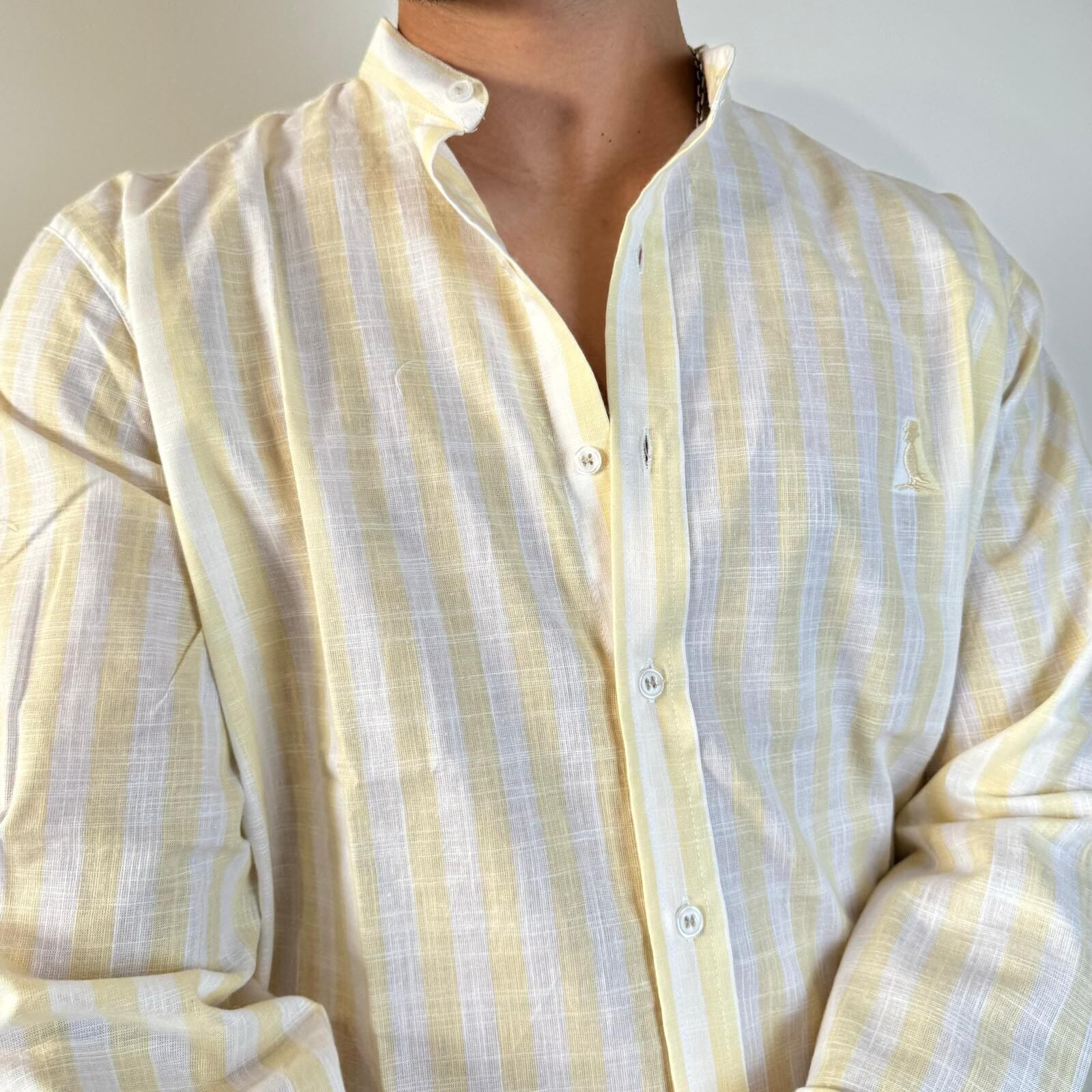 Camisa lino mao rayada