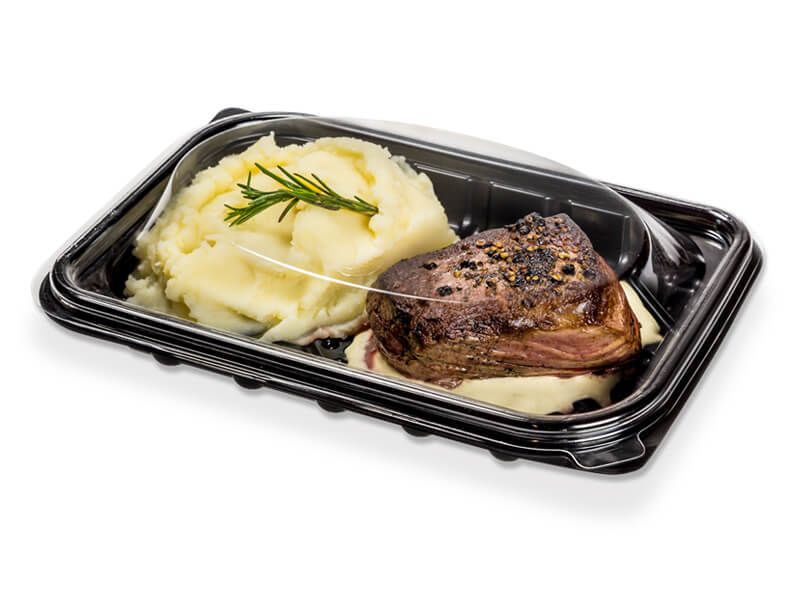 Bandeja para sushi negra de polipropileno 22 × 16 × 5 cm (descartable)