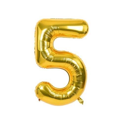Globo número 5 Dorado Metalizado para decoración de fiestas R32