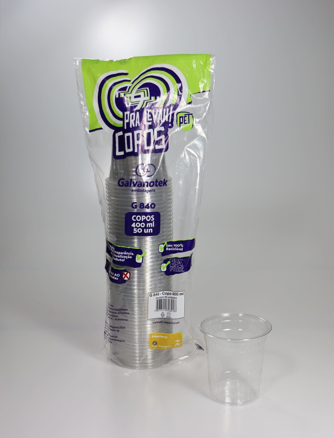 Vaso descartable transparente 400 ml x50 unidades