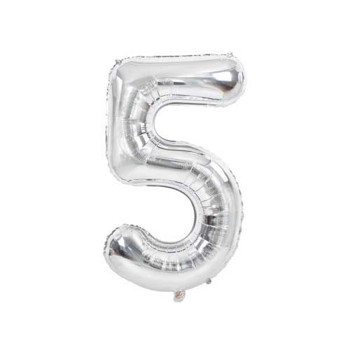 Globo número 5 Plateado Metalizado para decoración de fiestas R32