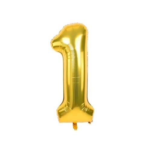 Globo número 1 Dorado Metalizado para decoración de fiestas R16