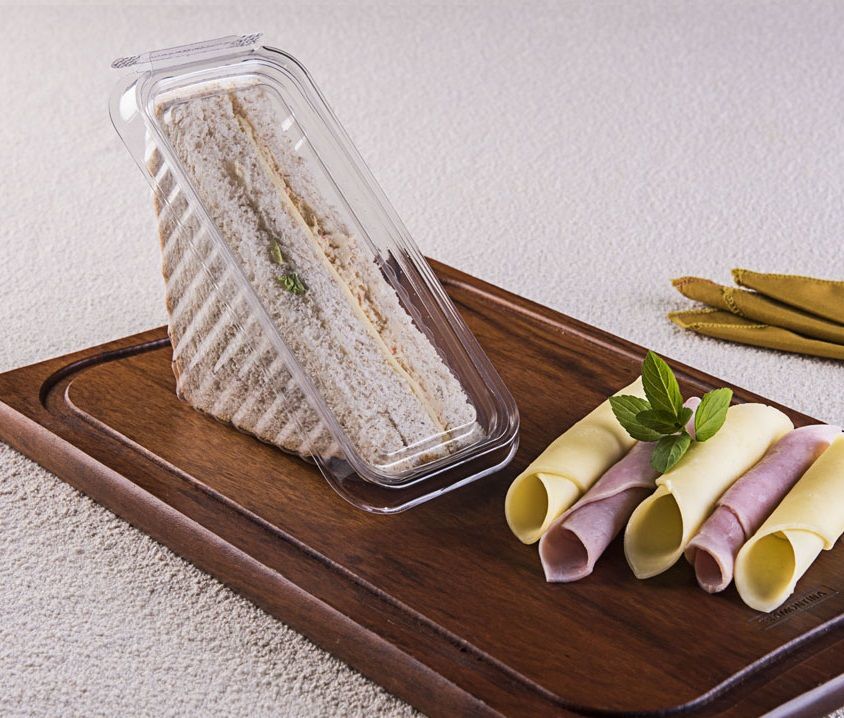 Estuche transparente para sándwich de miga