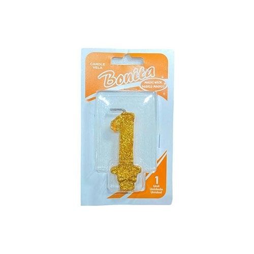 Vela número 1 para torta de cumpleaños (Dorada)