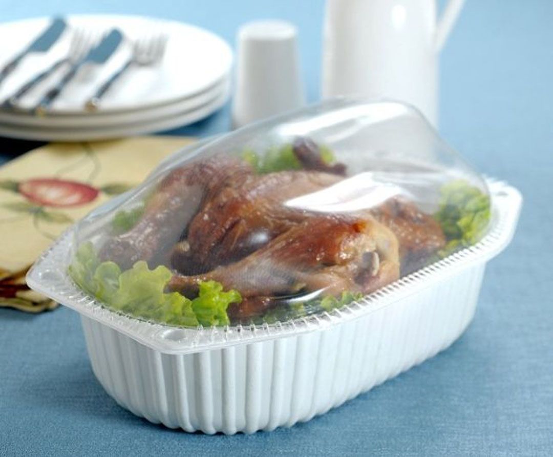 Estuche para pollo asado con tapa (Blanco)