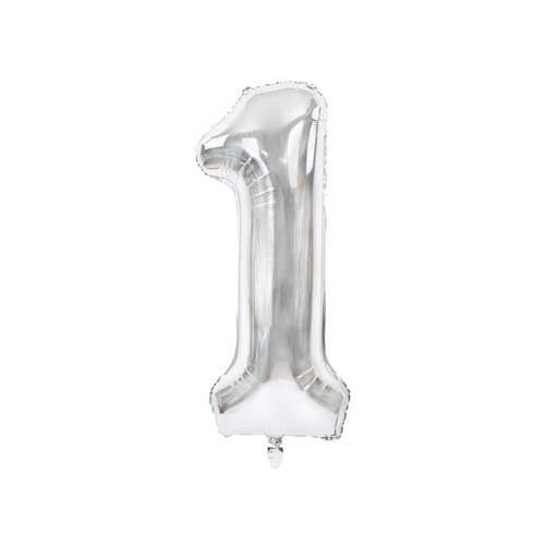 Globo número 1 Plateado Metalizado para decoración de fiestas R16