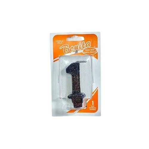 Vela número 1 para torta de cumpleaños (Negra)