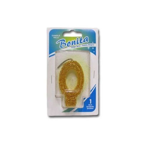 Vela número 0 para torta de cumpleaños (Dorada)