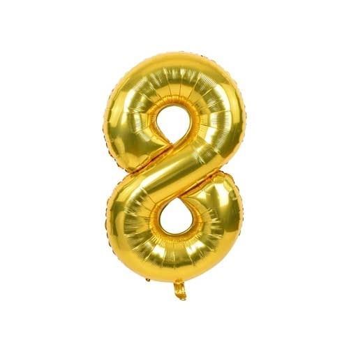 Globo número 8 Dorado Metalizado para decoración de fiestas R32