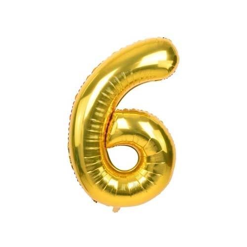 Globo número 6 Dorado Metalizado para decoración de fiestas R32