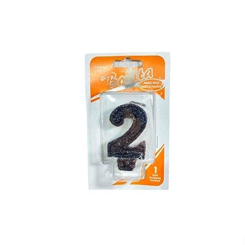 Vela número 2 para torta de cumpleaños (Negra)