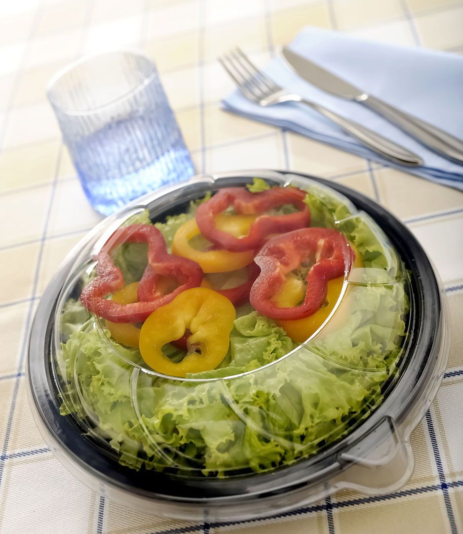 Ensaladera transparente con abre facil (19x7cm)