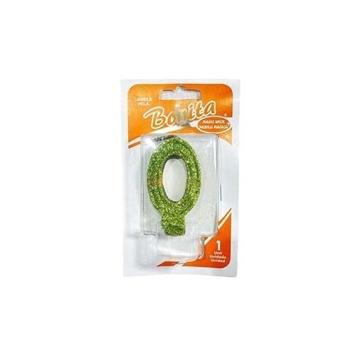 Vela número 0 para torta de cumpleaños (Verde)