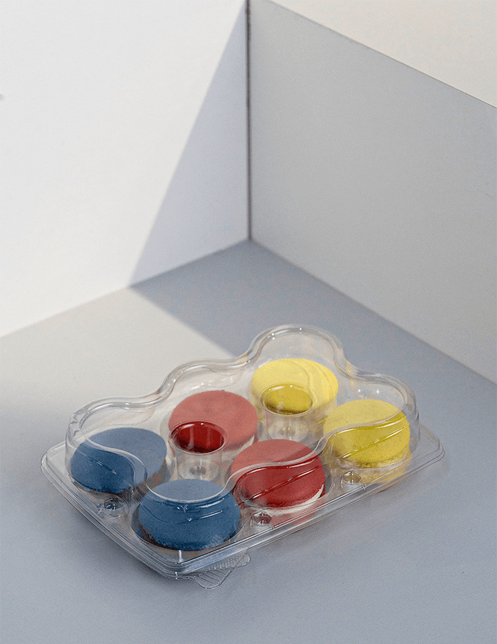 Estuche transparente para 6 muffins con tapa (17x12.6x4.4cm)