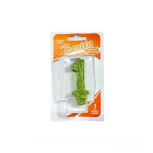 Vela número 1 para torta de cumpleaños (Verde)