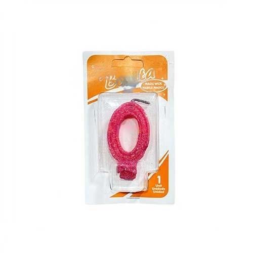 Vela número 0 para torta de cumpleaños (Rosa)