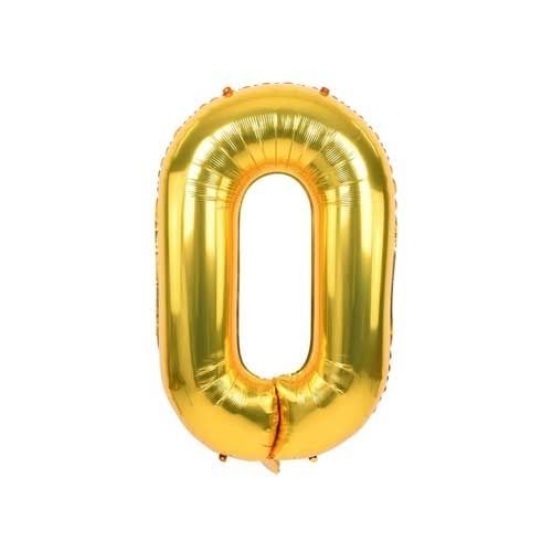 Globo número 0 Dorado Metalizado para decoración de fiestas R16