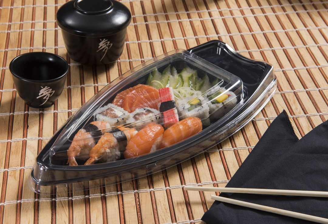 Barco oriental negro de polipropileno 28 × 11 × 2 cm (descartable)