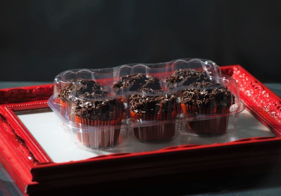 Estuche transparente para 6 muffins con tapa (6.5x5.9cm)