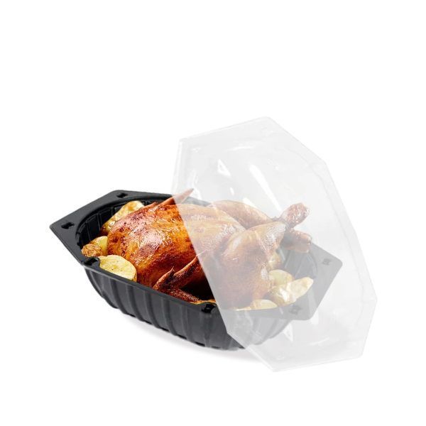 Estuche para pollo asado con tapa (Negro)
